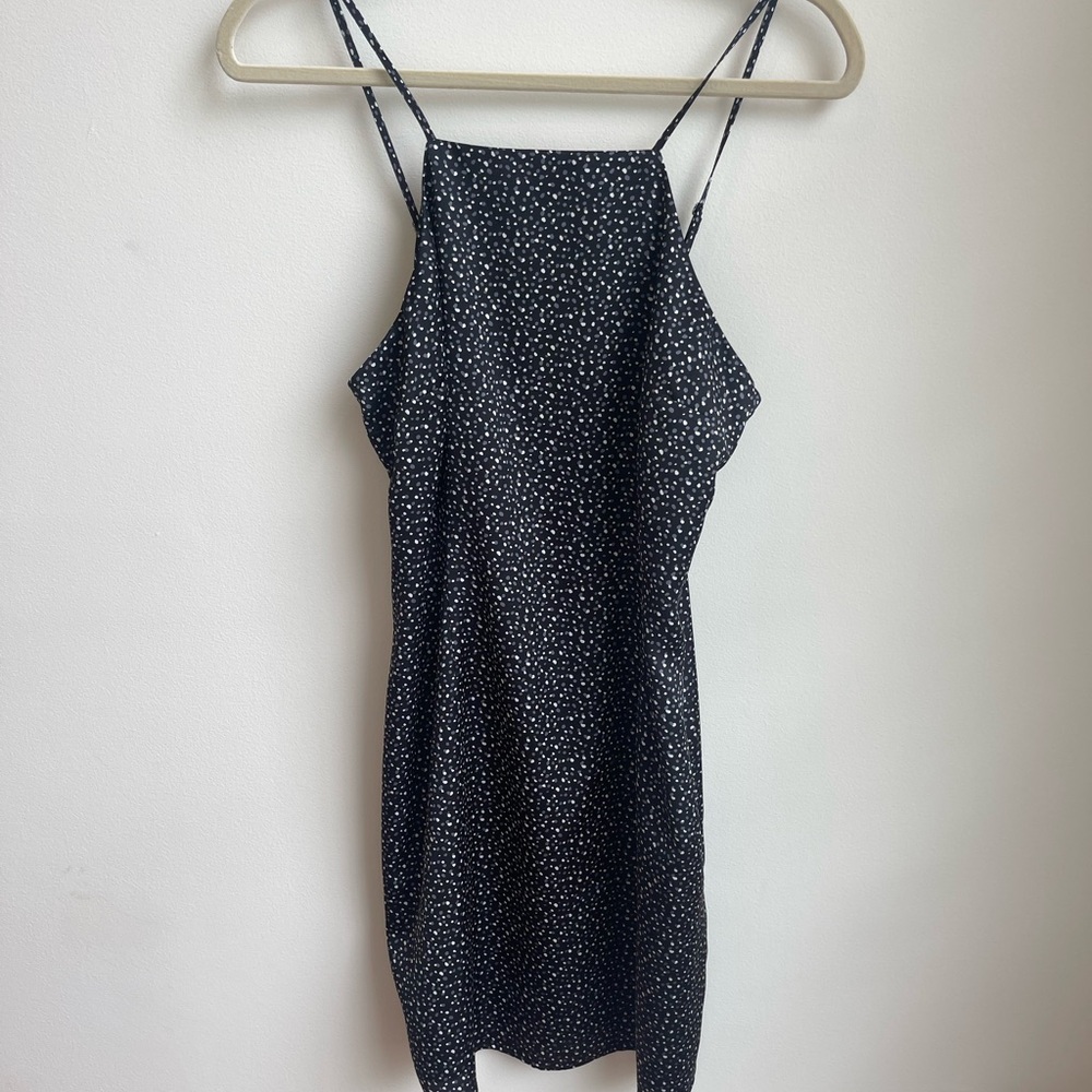 Elegant Black and White Polka Dot Dress